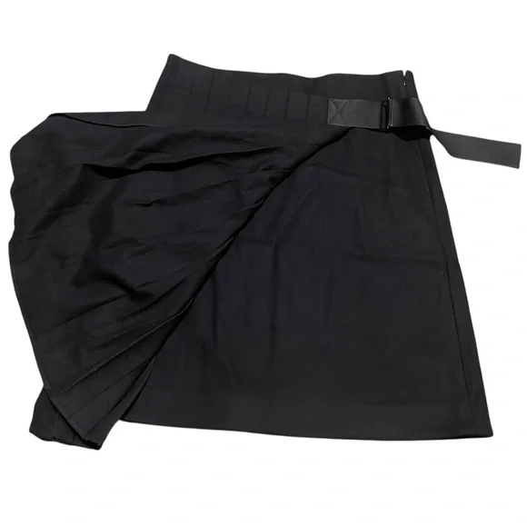 COS Belted Black Wool Pleated Wrap Skirt Size 6/8 Dark Academia Fall Winter Goth - Picture 3 of 9